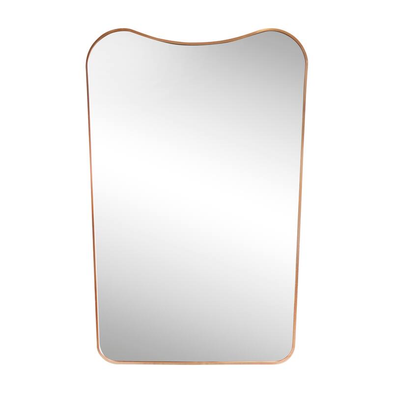 JONATHAN Y Alfie Irregular Metal Framed Wall Mounted Mirror with Flat Bottom