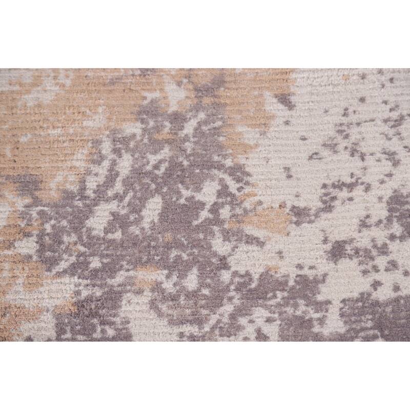 Abstract Modern Area Rug Hand-Knotted Beige Wool Carpet - 7'9"x 9'9"
