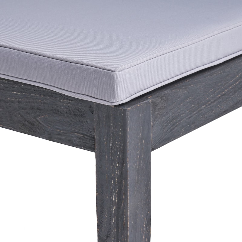 Roomfitters Outdoor Acacia Wood Armless Dining Chairs with Cushions, Set of 2, Grey