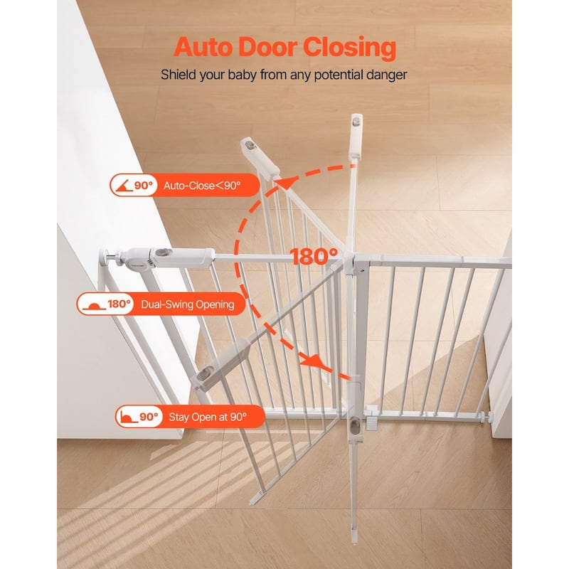 Adjustable 36-Inch Baby Gate with Auto-Close and One-Handed Operation Secure for Babies or Pets - 26-40”W x 36”H