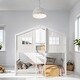 preview thumbnail 1 of 7, Twin Over Twin House Bunk Bed Kids Bed With Ladder Wood Bed, White White
