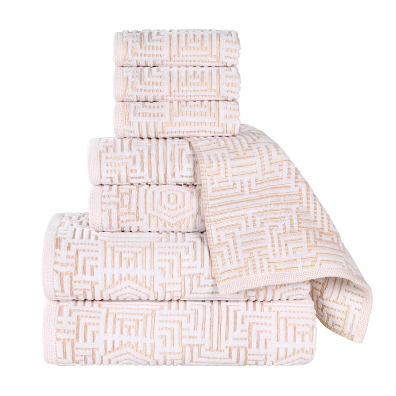 Superior Jasper Cotton Modern Jacquard Soft 8 Piece Bathroom Towel Set