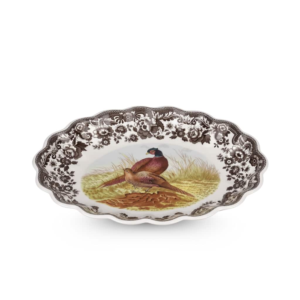 Spode Woodland Pheasant Oval Fluted Dish