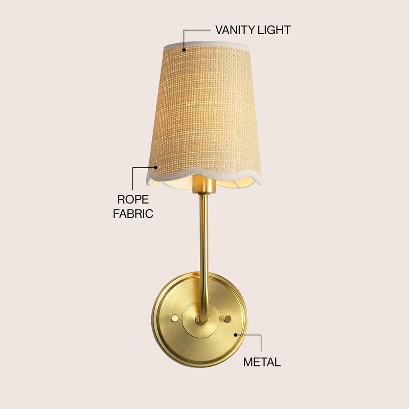 Lila Scalloped Fabric Shade/Metal LED Vanity Light