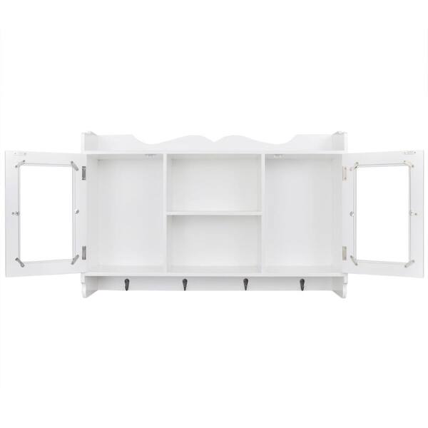 Shop Modern Wall Cabinet Storage White Rustic Display Shelf Glass
