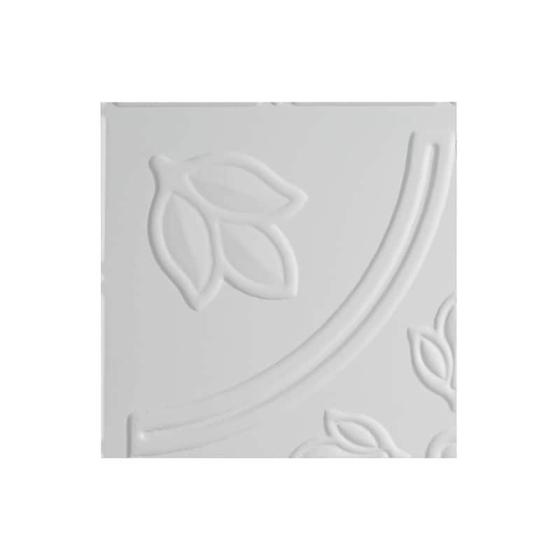 FASÄDE Traditional Style 5 Decorative Vinyl 2ft x 2ft Lay in Ceiling Panel in Gloss White (5 Pack) - 12in x 12in Sample - Gloss White