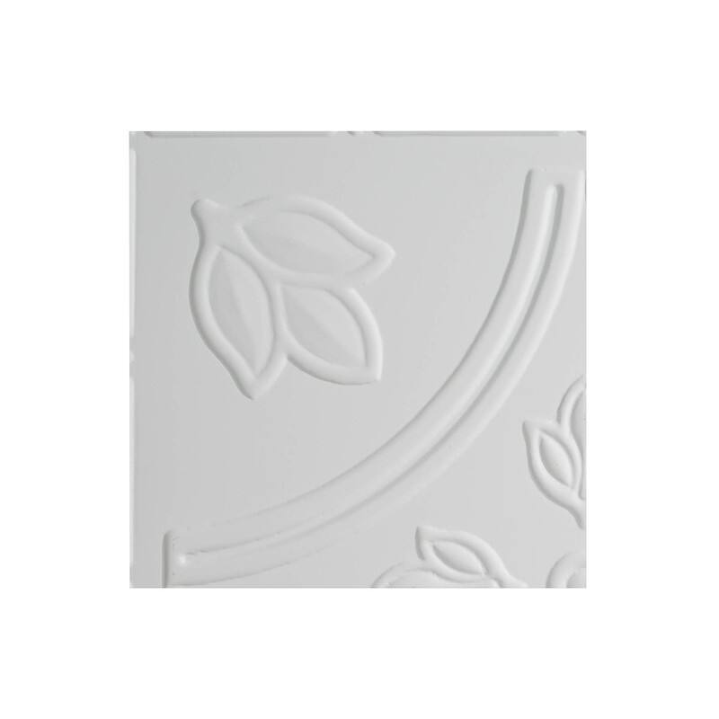 FASÄDE Traditional Style 5 Decorative Vinyl 2ft x 4ft Glue Up Ceiling Panel in Gloss White (5 Pack) - 12in x 12in Sample - Gloss White