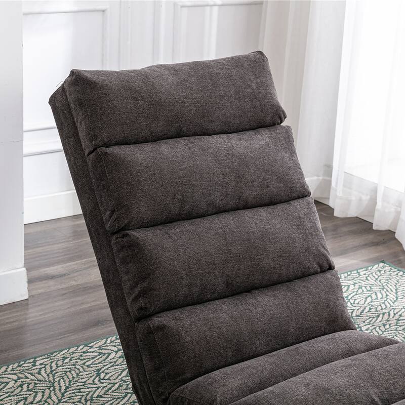 Dark Gray Modern 21.65" High Back Upholstered Chaise Lounge Chair with Remote Control and Ergonomic Electric Massage