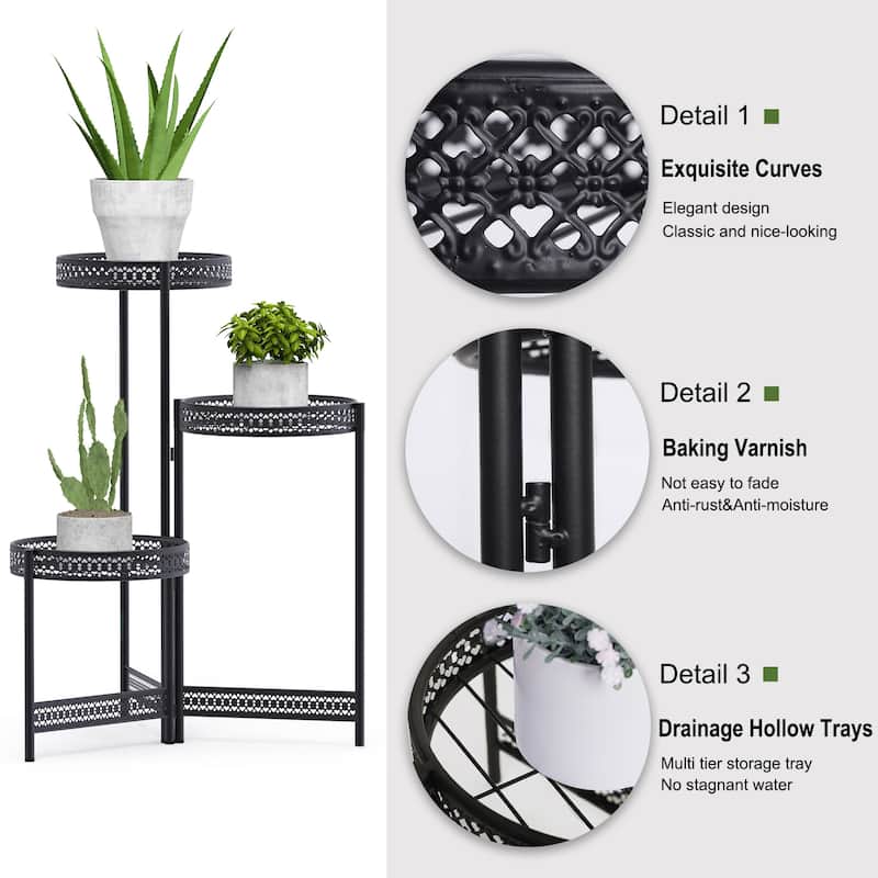 Black Metal Plant Stand Indoor 3 Tier Tall Plant Stand Pot Holder