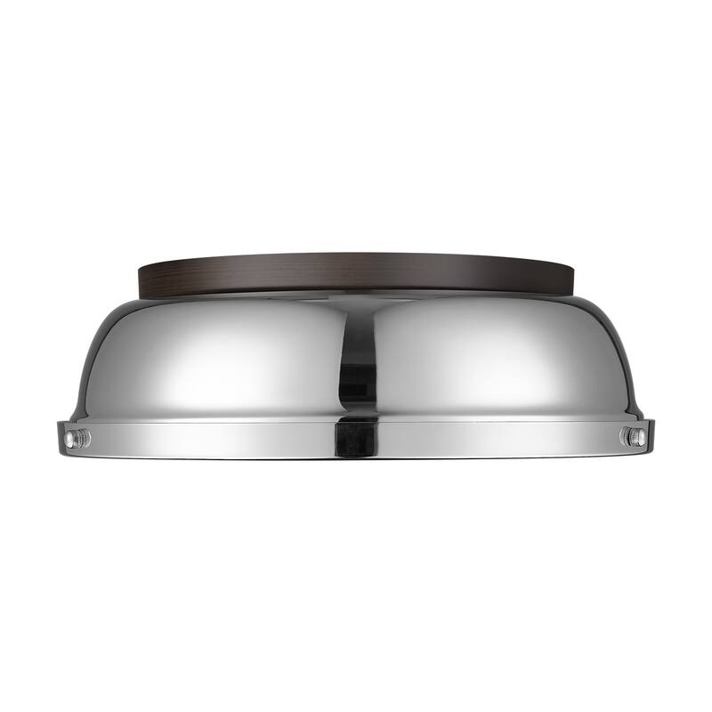 Yep by Golden Lighting Duncan 2-light Flush Mount in Rubbed Bronze and Chrome shade