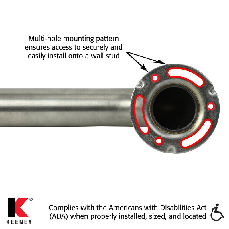 Keeney 1-1/2 in. Classic Stainless Steel Grab Bar, Concealed with Safety Grip