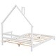 preview thumbnail 25 of 25, Full Size Pine Wood House-Shaped Headboard Floor Bed with Handrails