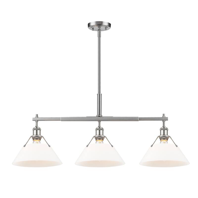 Orwell 3-Light Linear Pendant in Pewter with Opal Glass - Silver