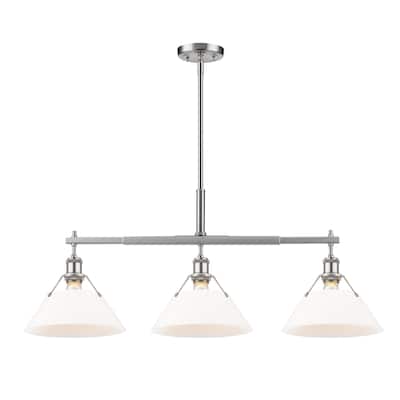 Orwell 3-Light Linear Pendant in Pewter with Opal Glass - Silver