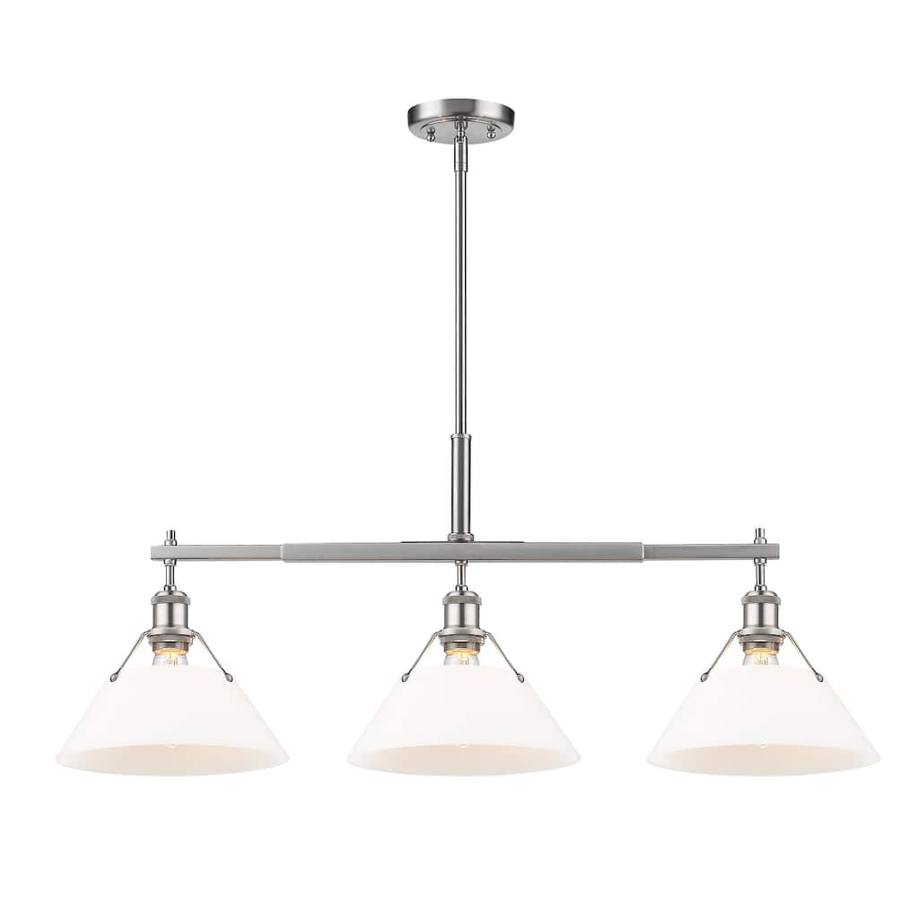 Orwell 3-Light Linear Pendant in Pewter with Opal Glass - Silver