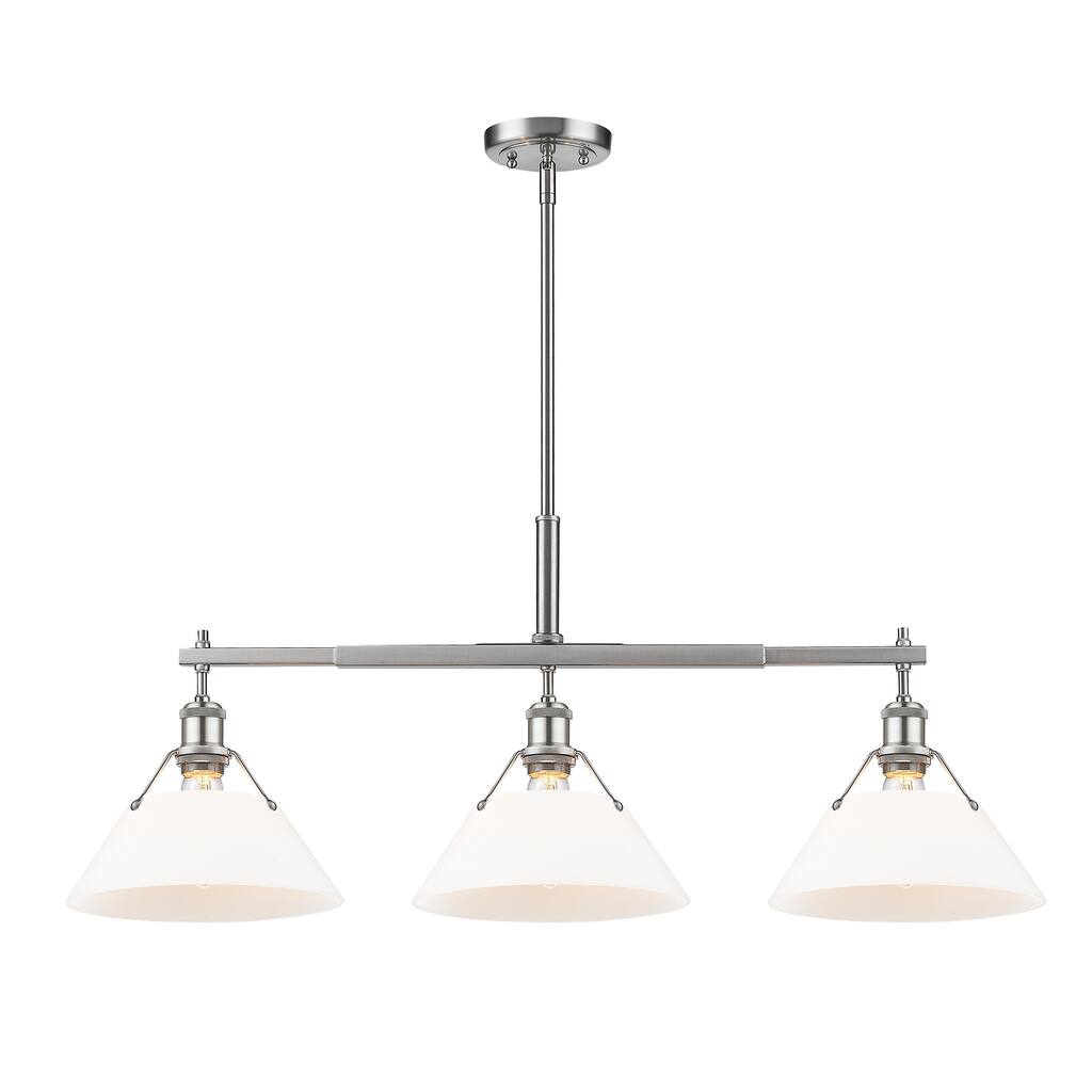 Yep by Golden Lighting Orwell 3-light Island Light in Pewter and Opal Glass - Silver
