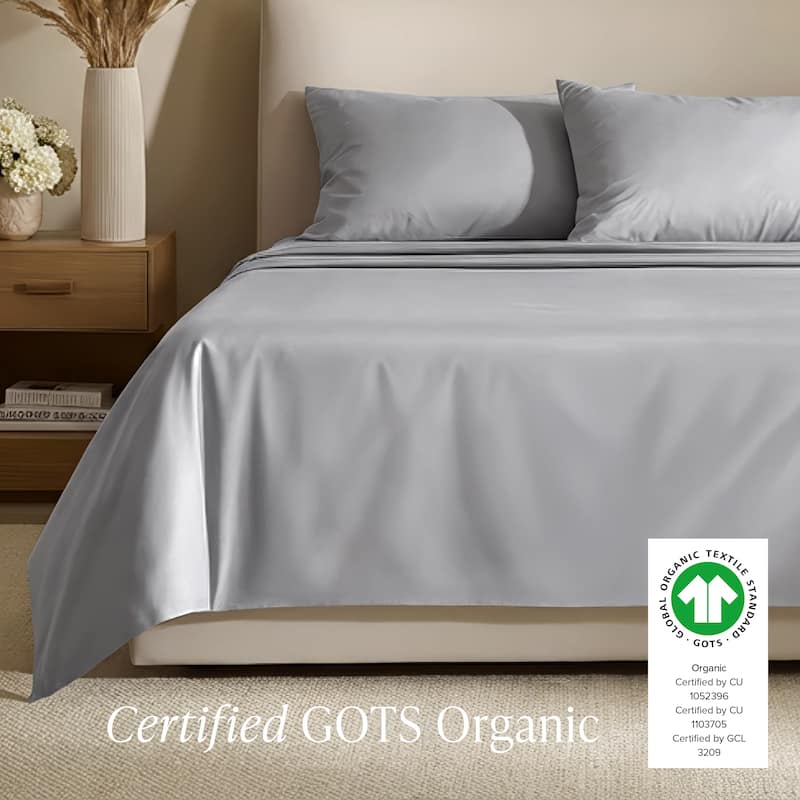 Bare Home Organic Cotton Sheet Set - Silky Smooth Sateen Weave