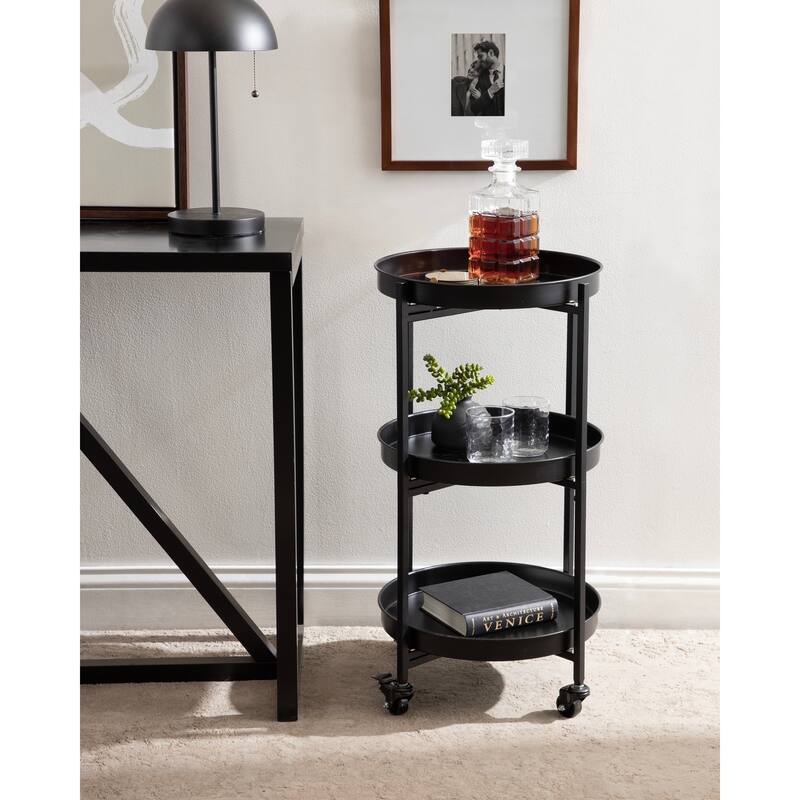 Kate and Laurel Celia Round Metal Bar Cart