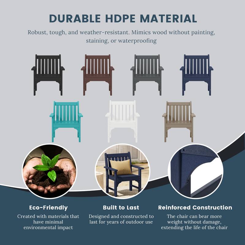 Polytrends Laguna Outdoor Patio 7-Piece Rectangular Table Garden Arm Chairs Dining Set