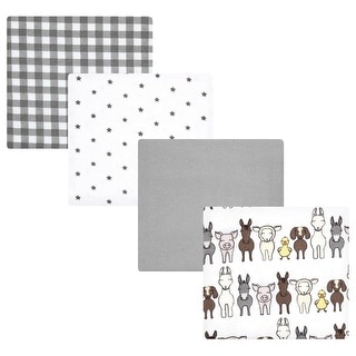Hudson Baby Cotton Flannel Receiving Blankets, Farm Friends Grey, One Size - Farm Friends Grey - One Size