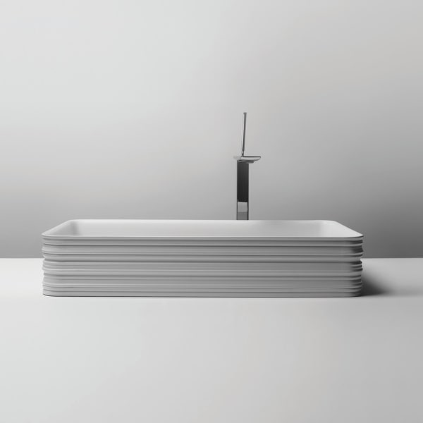 WS Bath Collections TRL0300 25-3/5" Ceramic Vessel Bathroom Sink from the Trace Collection - Glossy White