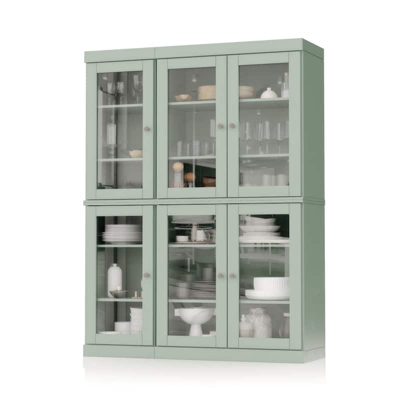 Palace Imports 100% Solid Wood 48.5" Pantry China Cabinet with Clear Glass Doors and Adjustable Shelves