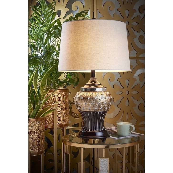 28.75 Inch Gold Max Bejeweled Resin Table Lamp