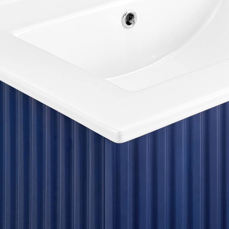 24 in. W x 19 in. H MDF Floating Bathroom Vanity with Integrated Ceramic Sink and Doors
