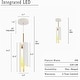 preview thumbnail 15 of 18, Black White 1-Light Modern Brass Gold LED Pendant Light Fixture for Kitchen Island - 3 x 3 x 14.3