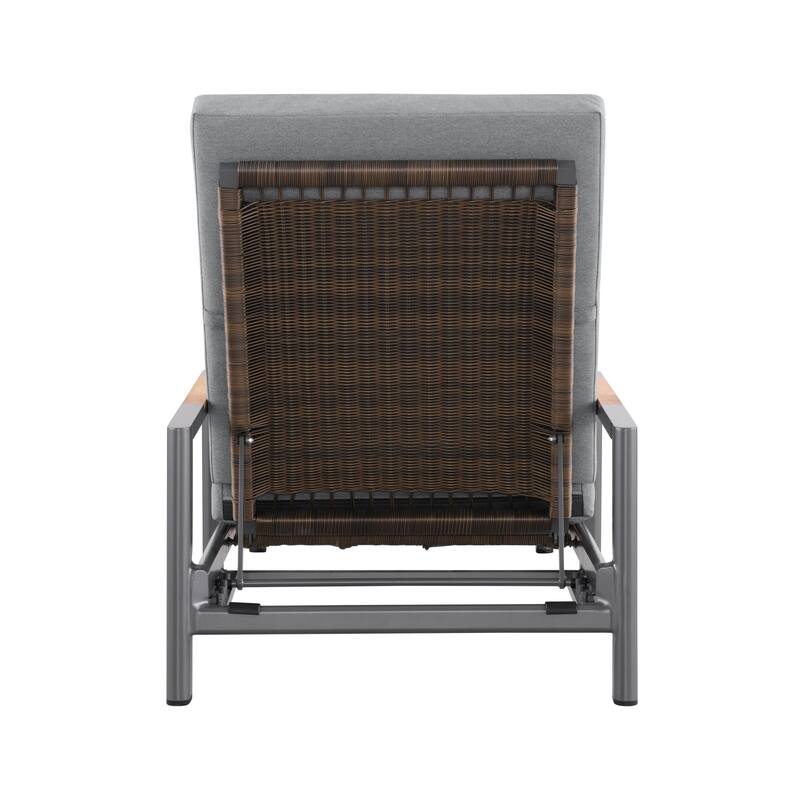 Arlo Teak & Wicker Aluminum Dual-Use Outdoor Chaise Lounge (Set of 2)