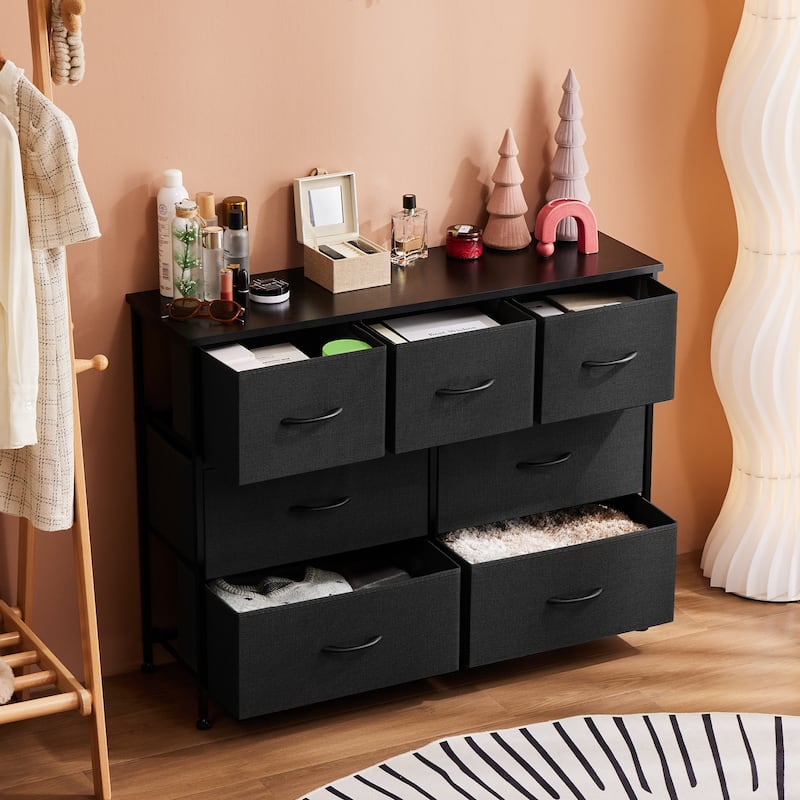 Tall Dresser Storage Tower with 7 Fabric Drawers
