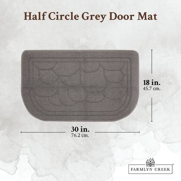 Half Circle Door Mat for Indoors and Outdoors (Grey, 30 x 18 Inches