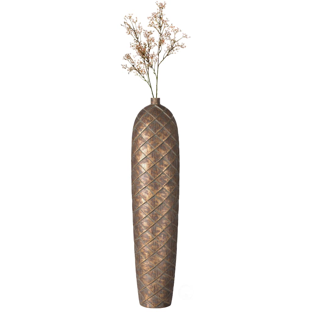 37 Inch Tall Cylinder Antique Style Designed Floor Vase - for Entryway, Dining, or Living Room Decor - Ceramic Rustic