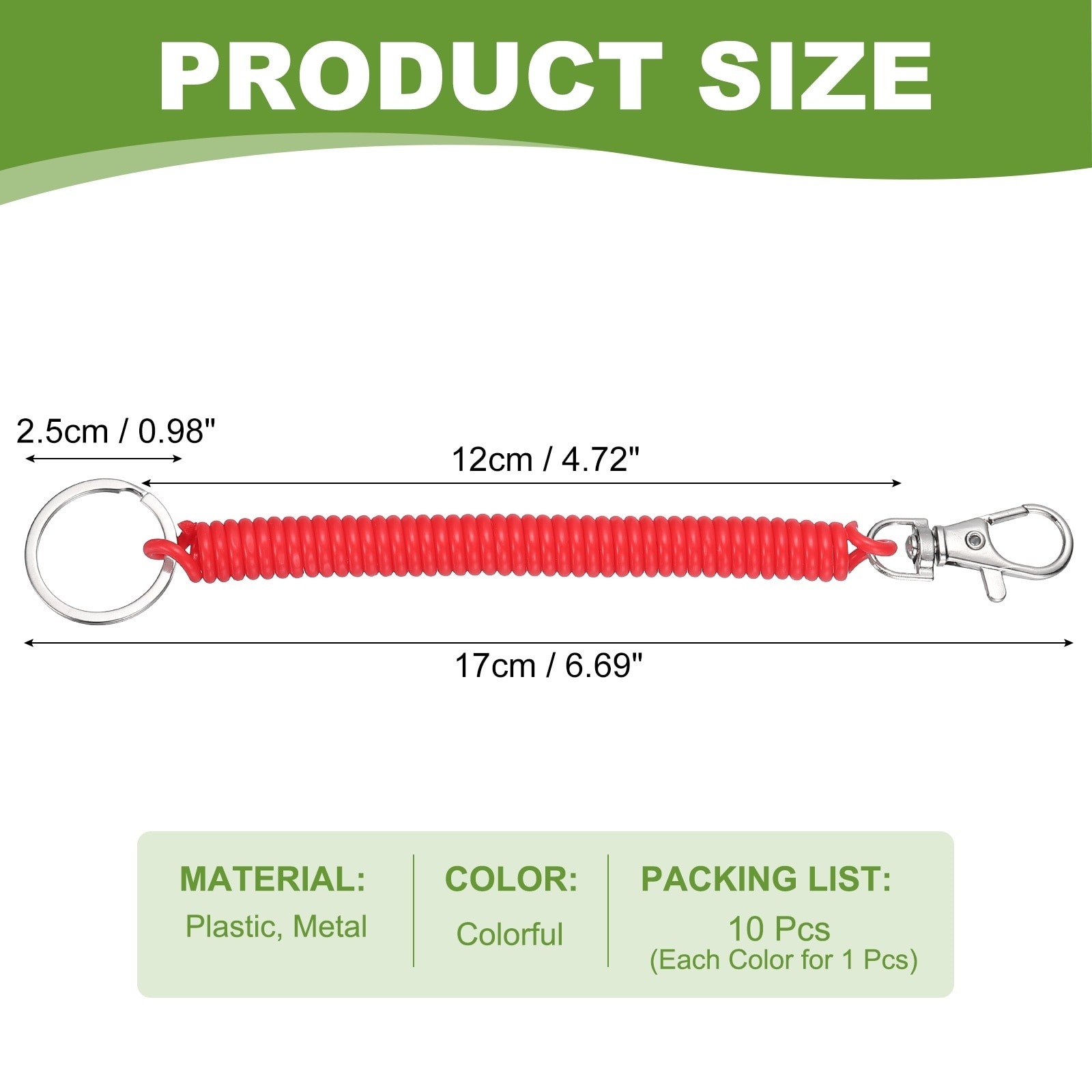 Retractable Coil Springs Keychain, Spiral Cord Coil Keychain, Anti-lost Key Chain Holder with Lobster Clasp