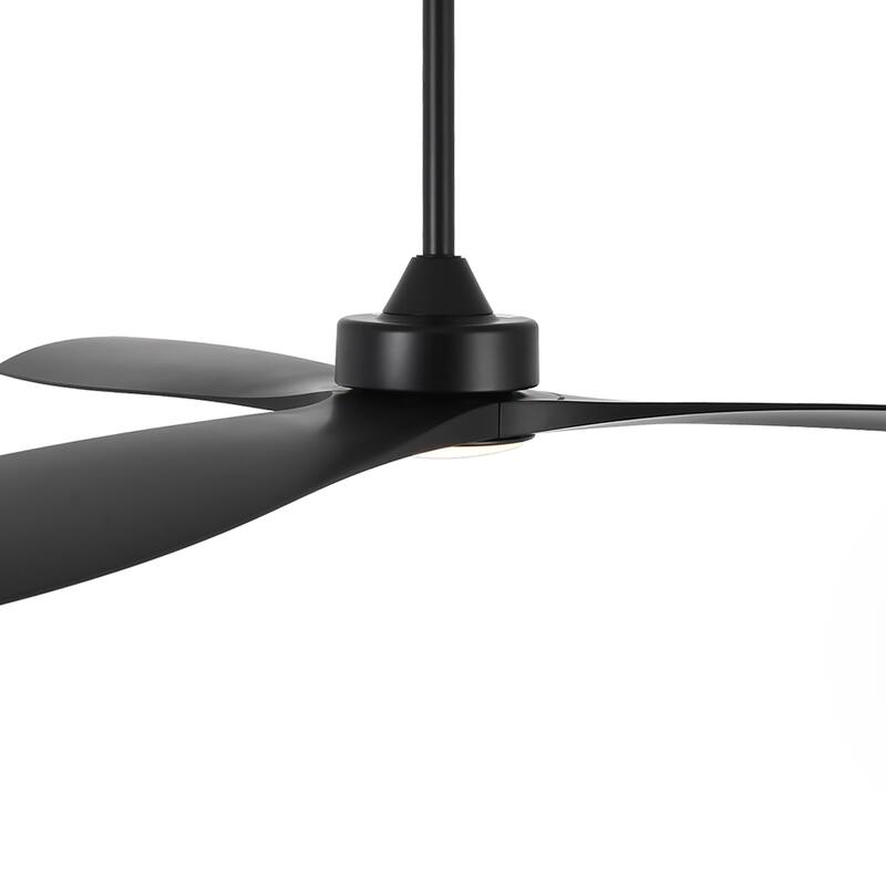 60" Modern Black ABS Propeller Indoor Ceiling Fan with Light and Remote
