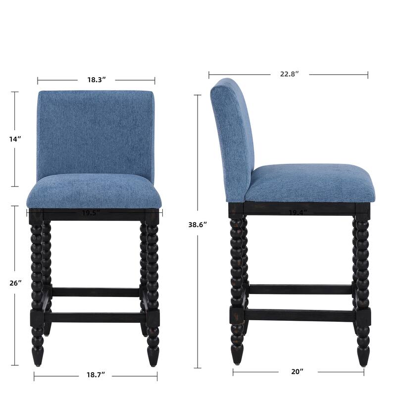 Chenille 26"H Spindle Legs Counter Stool