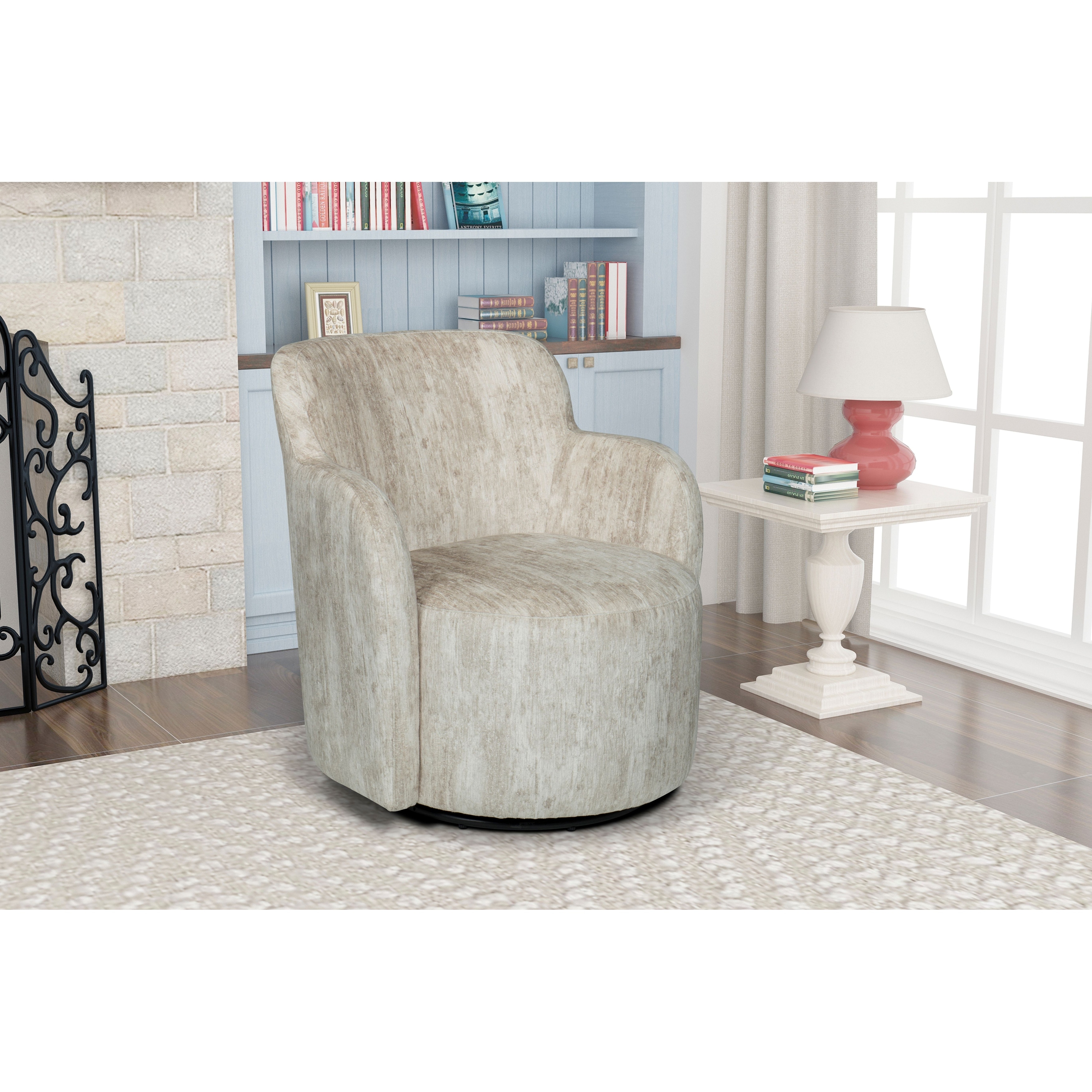 ela upholstered swivel barrel armchair