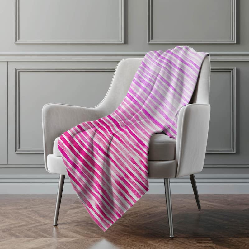 Premium Machine Washable ASB187 Ombre Stripes Sherpa Throw Blanket
