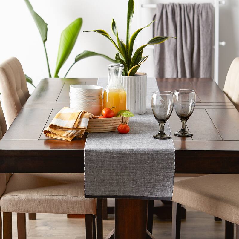 DII Mineral Eco-Friendly Chambray Fine Ribbed Table Runner 13x72 inches