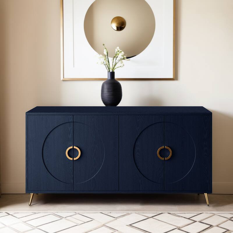 Modern Lacquered 4 Door Wooden Cabinet Sideboard Buffet Server Cabinet Storage Cabinet, for Living Room