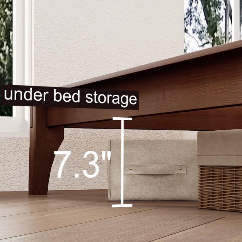 Wood Full/Queen/King Size Platform Bed with Bamboo Frame Upholstered Adjustable Headboard