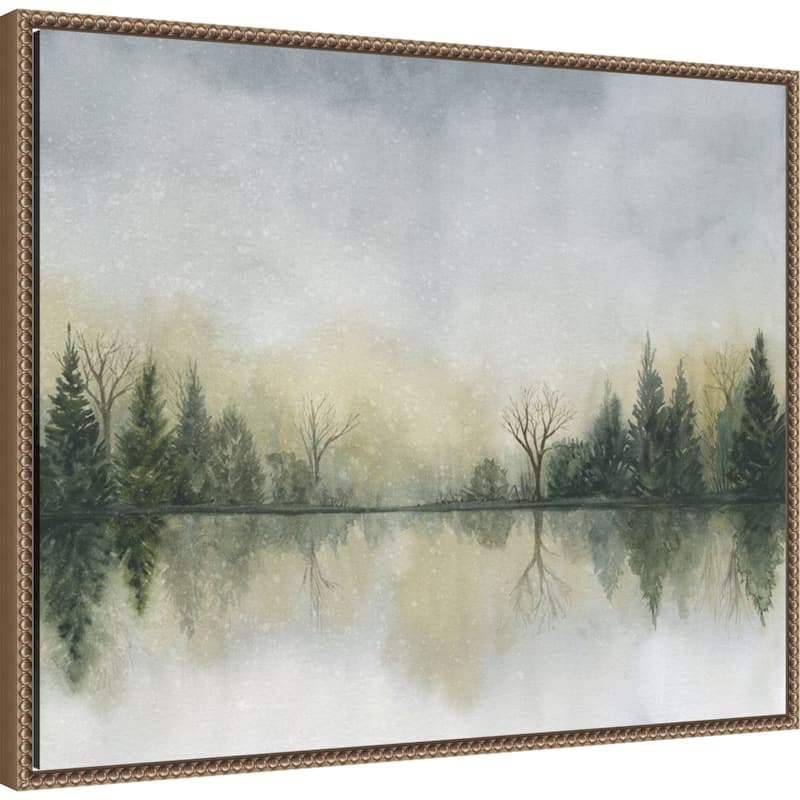 Hazy Cove II by Grace Popp (28 x 23 in.), Framed Canvas Wall Art Print - Sylvie Beaded Dark Gold