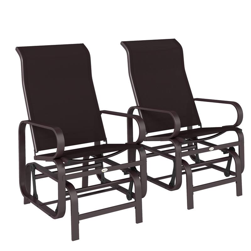 Outsunny Outdoor Glider Chair Set of 2, Gliders for Outside Patio with Smooth Rocking Mechanism