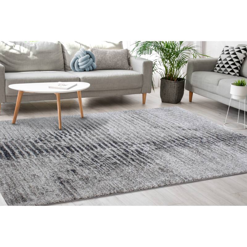 Soft Collection - Grey/Cream Distressed Ripple Rug