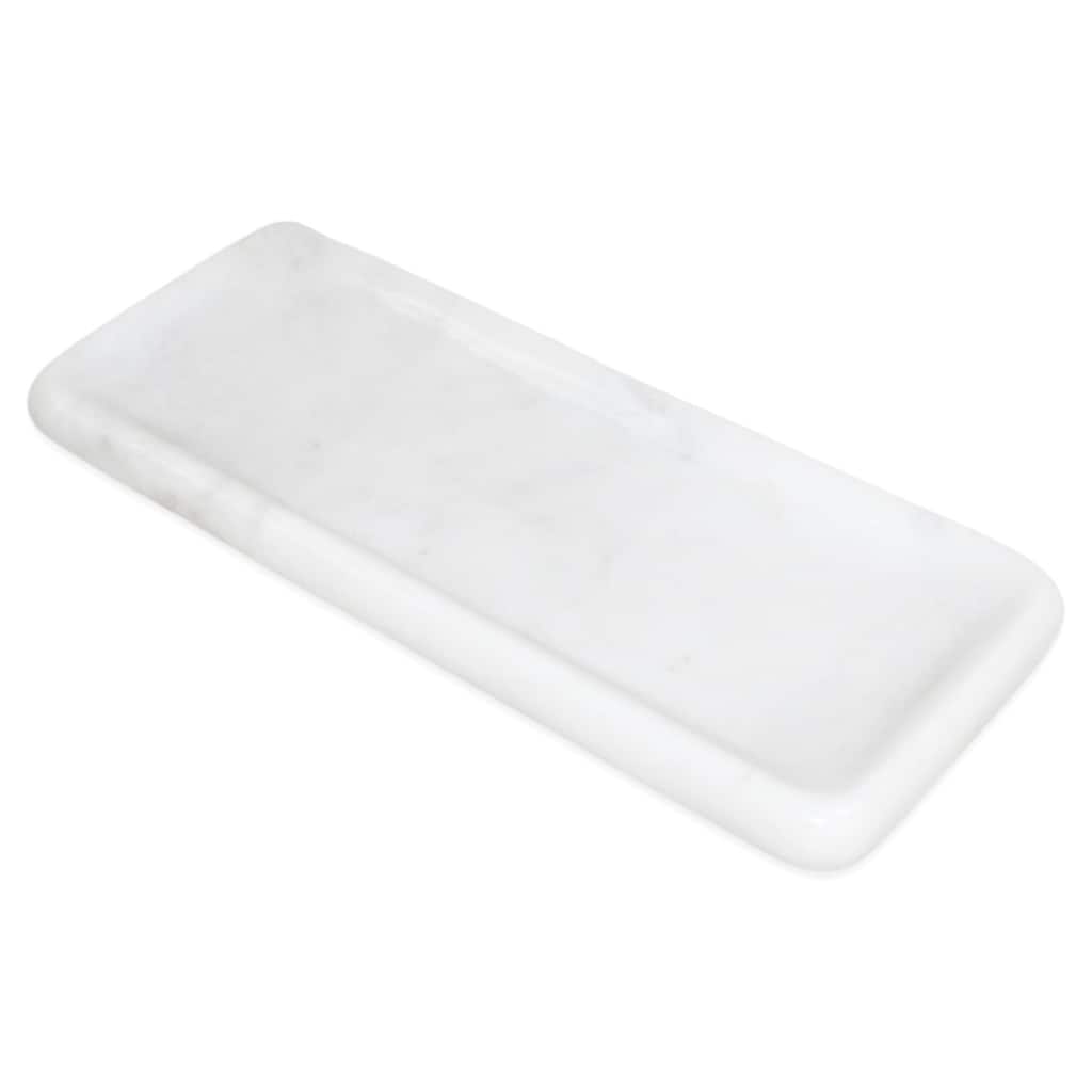 Lg. White Marble Round Edged Tray