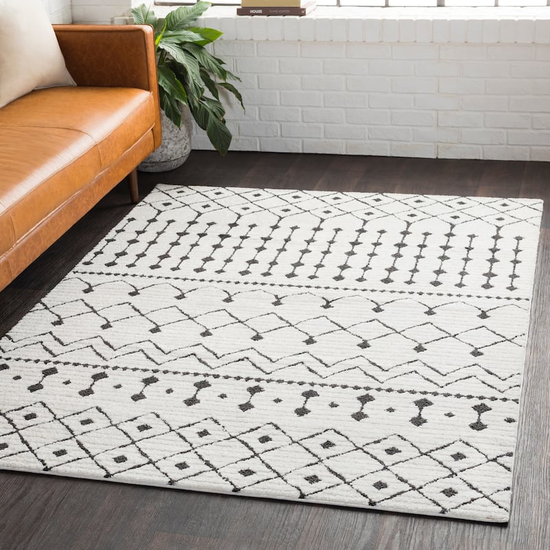 Livabliss Salcedo Bohemian Textural Plush Area Rug - 5' 3" x 7' 3" - White - Rectangle