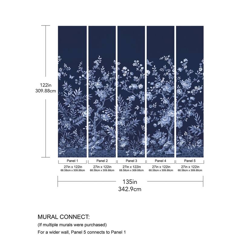 REMIX Walls by Katie Hunt Twilight Chinoiserie Midnight Blue Wall Mural