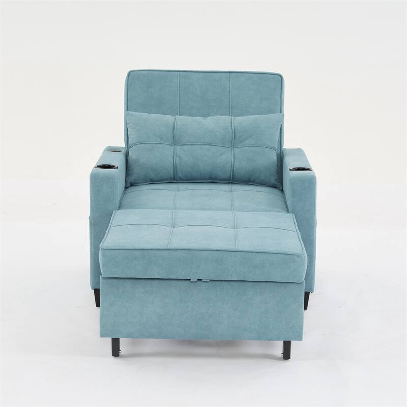 3-in-1 Pull Out Convertible Sleeper Chair w/ USB Ports,Wear Resistant