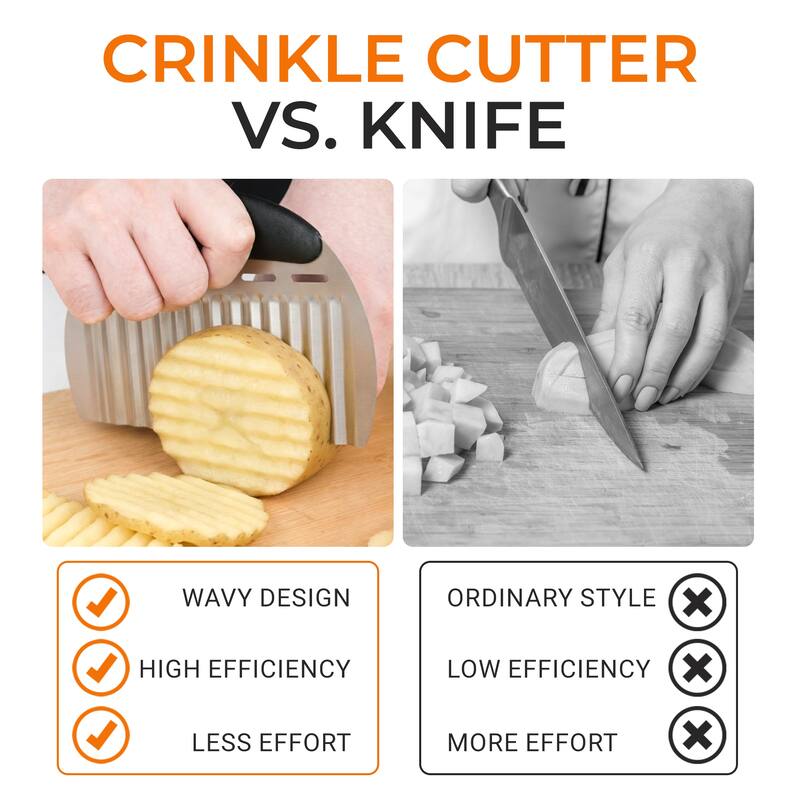 Cheer Collection Large Crinkle Cutter Stainless Steel Wavy French Fry and Vegetable Slicer