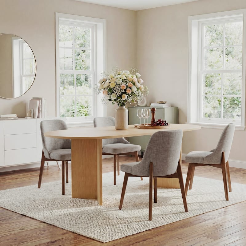 Upholstered Side Chair Dining Chairs Kitchen Chairs with Wood Legs Set of 2